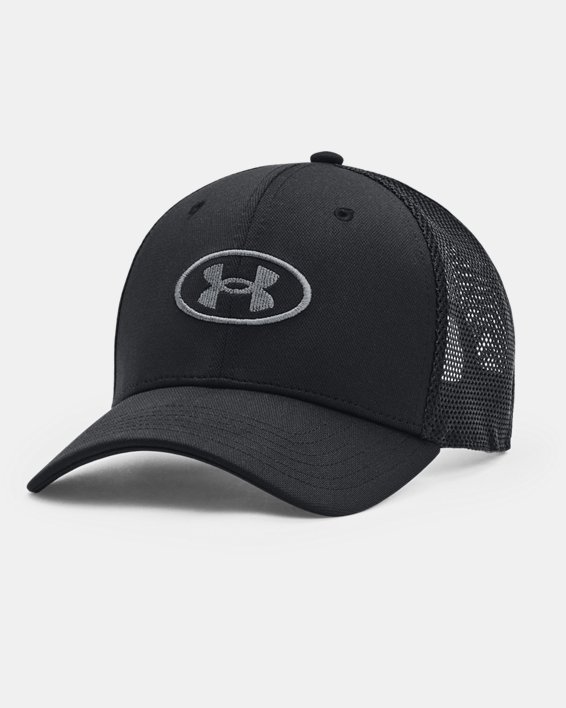 Men's UA Blitzing Trucker Hat, Black, pdpMainDesktop image number 0